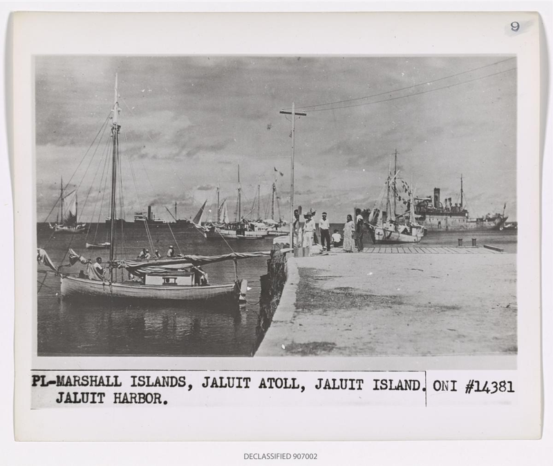 Original version of the photo purporting to show Amelia Earhart alive in 1937, despite the fact that the US National Archives does not have a date for the image (U.S. National Archives, Records of the Office of Naval Intelligence, Record Group 38, Monograph Files Relating to the Pacific Ocean Area, NAID 68141661)